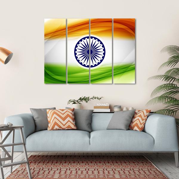 Indian Flag Canvas Wall Art-4 Horizontal-Gallery Wrap-34&quot; x 24&quot;-Tiaracle