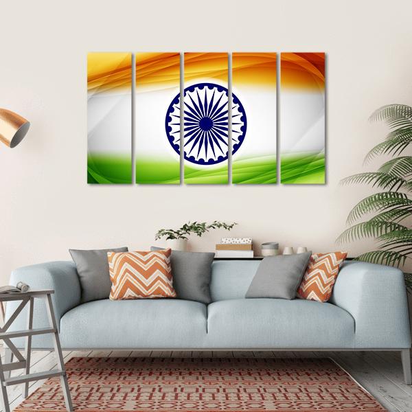 Indian Flag Canvas Wall Art-5 Horizontal-Gallery Wrap-22" x 12"-Tiaracle