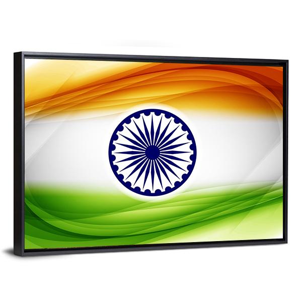 Indian Flag Canvas Wall Art-5 Horizontal-Gallery Wrap-22&quot; x 12&quot;-Tiaracle