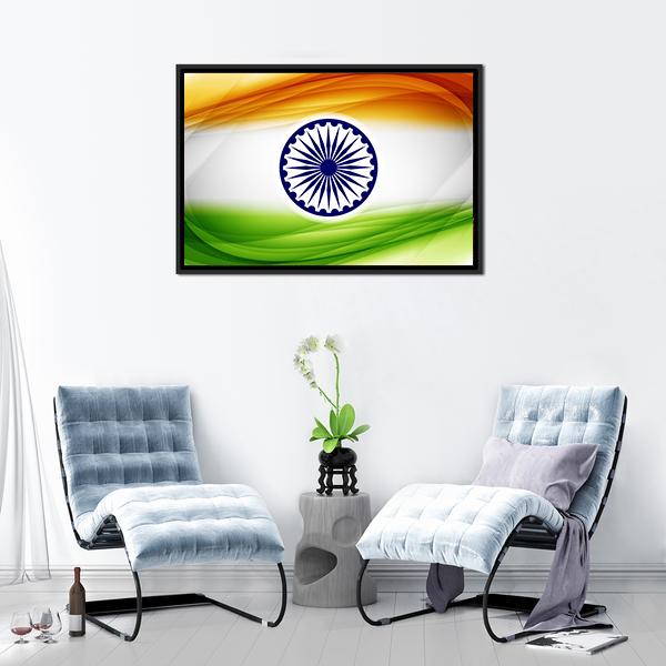 Indian Flag Canvas Wall Art-5 Horizontal-Gallery Wrap-22&quot; x 12&quot;-Tiaracle