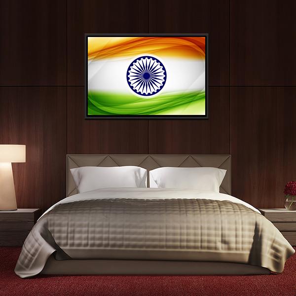 Indian Flag Canvas Wall Art-5 Horizontal-Gallery Wrap-22&quot; x 12&quot;-Tiaracle