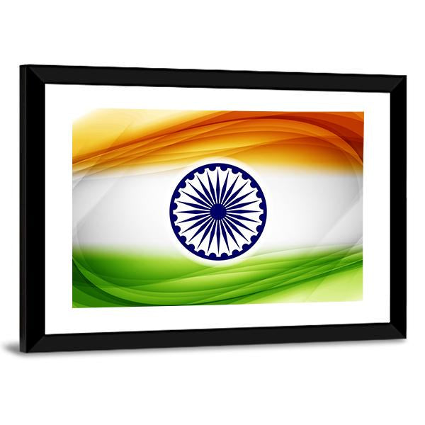 Indian Flag Canvas Wall Art-5 Horizontal-Gallery Wrap-22&quot; x 12&quot;-Tiaracle