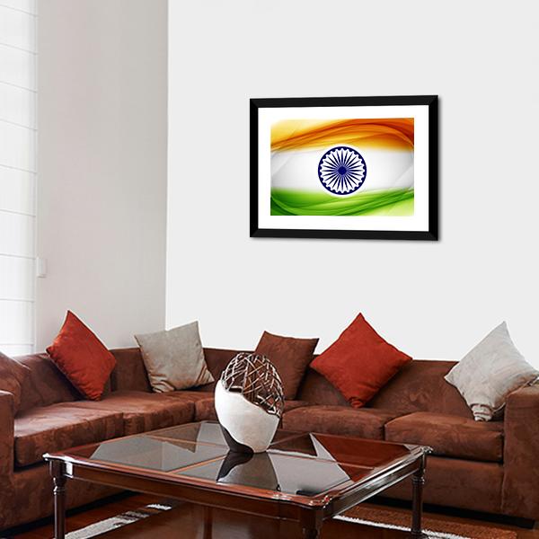 Indian Flag Canvas Wall Art-5 Horizontal-Gallery Wrap-22&quot; x 12&quot;-Tiaracle