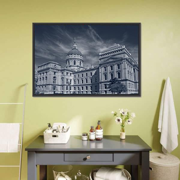 Indiana Capitol Building Canvas Wall Art-1 Piece-Floating Frame-24" x 16"-Tiaracle
