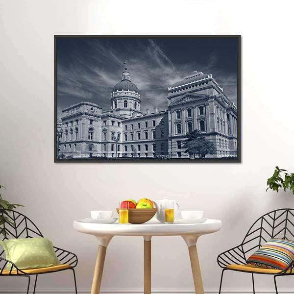Indiana Capitol Building Canvas Wall Art-3 Horizontal-Gallery Wrap-25" x 16"-Tiaracle