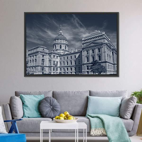 Indiana Capitol Building Canvas Wall Art-3 Horizontal-Gallery Wrap-25" x 16"-Tiaracle