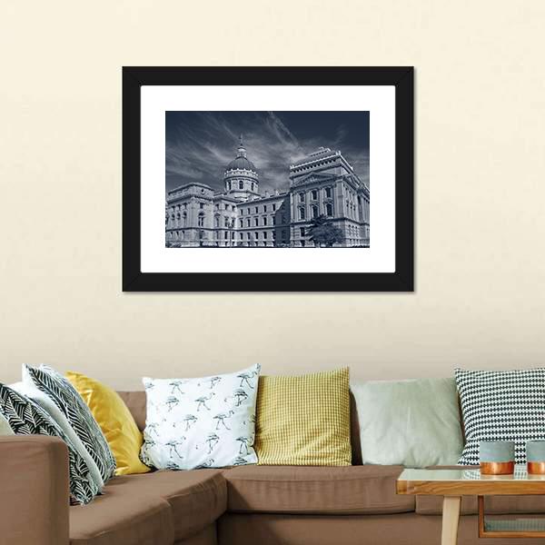Indiana Capitol Building Canvas Wall Art-3 Horizontal-Gallery Wrap-25" x 16"-Tiaracle