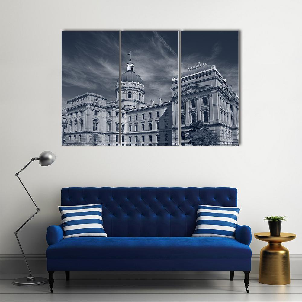 Indiana Capitol Building Canvas Wall Art-3 Horizontal-Gallery Wrap-37" x 24"-Tiaracle