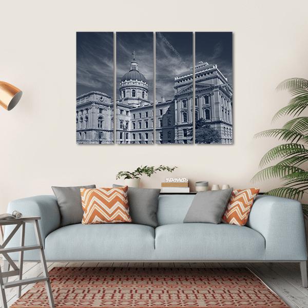 Indiana Capitol Building Canvas Wall Art-4 Horizontal-Gallery Wrap-34" x 24"-Tiaracle