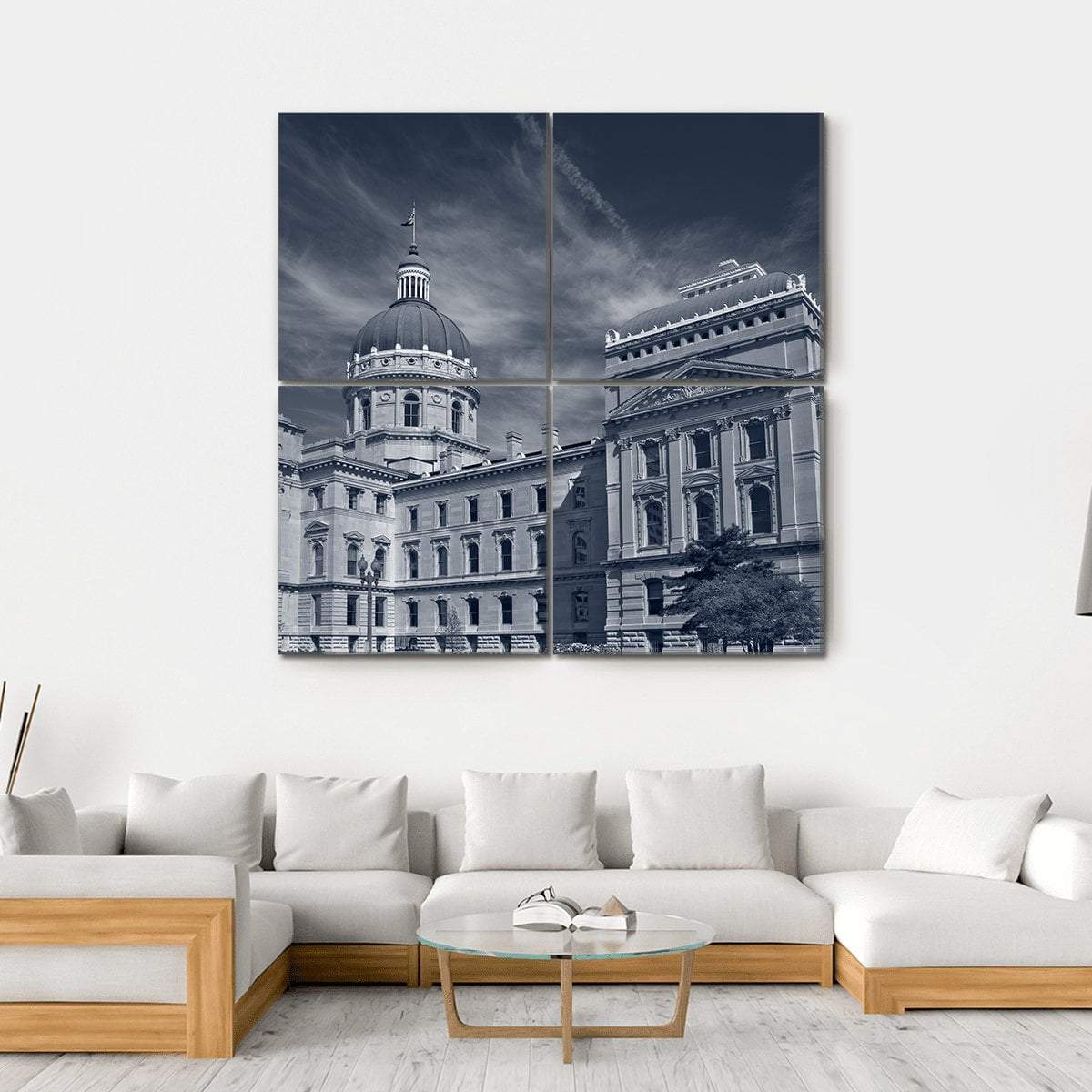 Indiana Capitol Building Canvas Wall Art-4 Square-Gallery Wrap-17" x 17"-Tiaracle