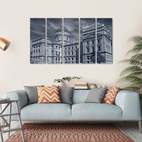 Indiana Capitol Building Canvas Wall Art-5 Horizontal-Gallery Wrap-22" x 12"-Tiaracle