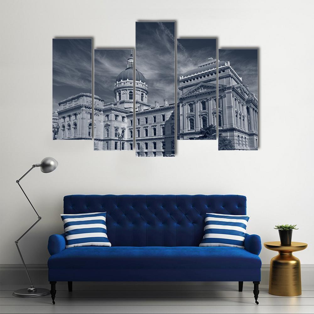 Indiana Capitol Building Canvas Wall Art-1 Piece-Gallery Wrap-48" x 32"-Tiaracle