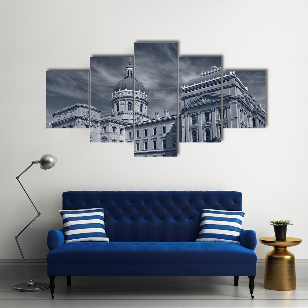 Indiana Capitol Building Canvas Wall Art-5 Star-Gallery Wrap-62" x 32"-Tiaracle