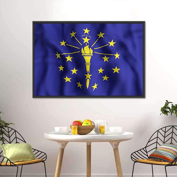 Indiana Flag Canvas Wall Art-3 Horizontal-Gallery Wrap-25" x 16"-Tiaracle