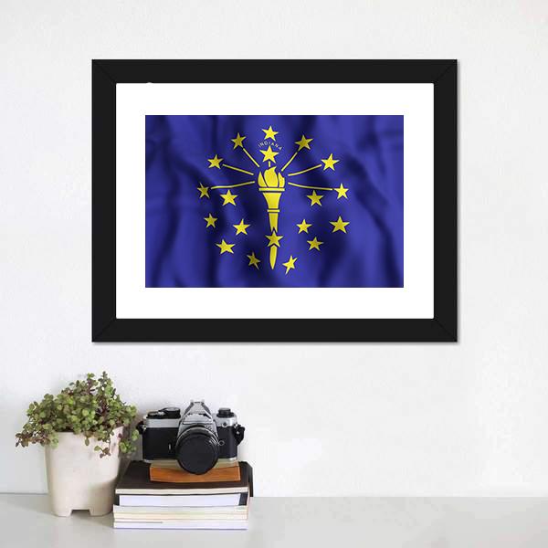 Indiana Flag Canvas Wall Art-1 Piece-Framed Print-20" x 16"-Tiaracle