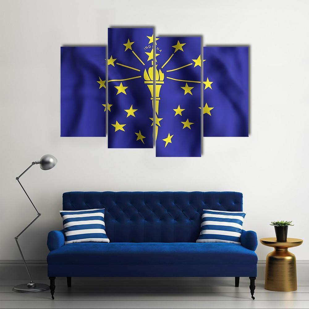 Indiana Flag Canvas Wall Art-4 Pop-Gallery Wrap-50" x 32"-Tiaracle