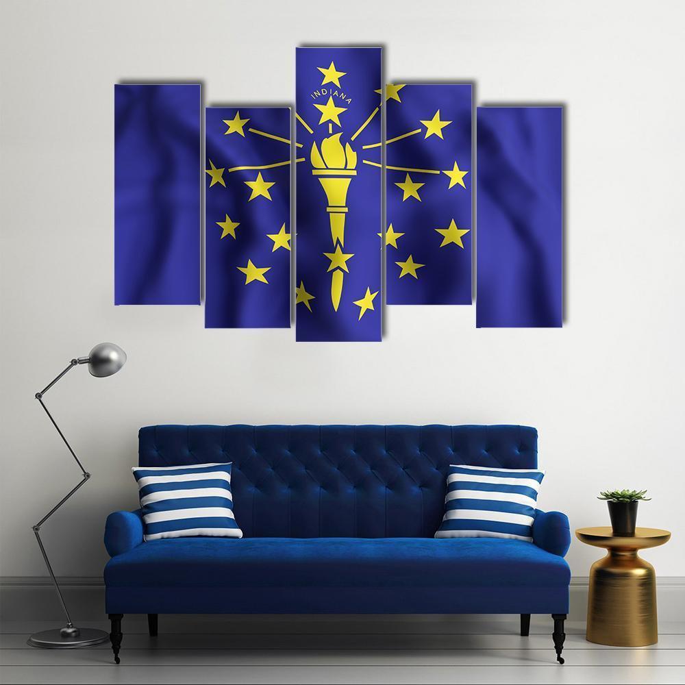 Indiana Flag Canvas Wall Art-5 Pop-Gallery Wrap-47" x 32"-Tiaracle