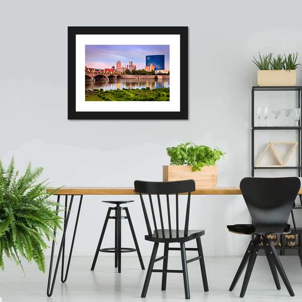 Indianapolis Skyline At Sunset Canvas Wall Art-5 Horizontal-Gallery Wrap-22" x 12"-Tiaracle