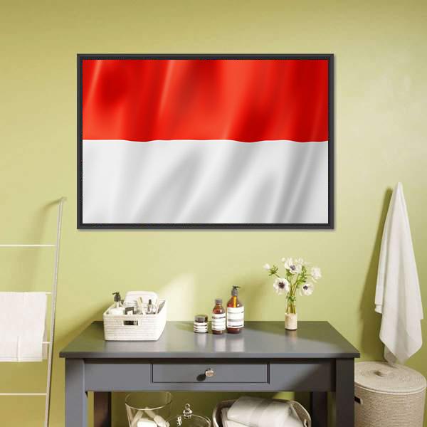 Indonesia Flag Canvas Wall Art-1 Piece-Floating Frame-24" x 16"-Tiaracle