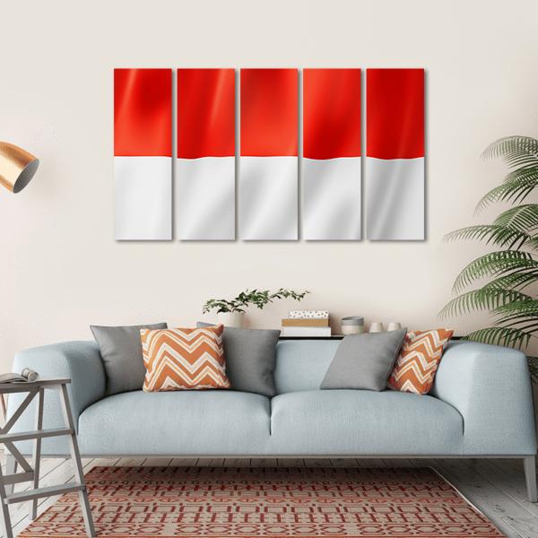 Indonesia Flag Canvas Wall Art-5 Horizontal-Gallery Wrap-22" x 12"-Tiaracle