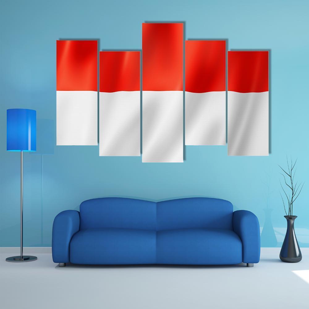 Indonesia Flag Canvas Wall Art-5 Pop-Gallery Wrap-47" x 32"-Tiaracle