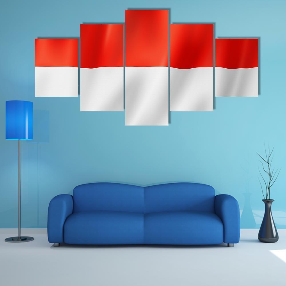 Indonesia Flag Canvas Wall Art-5 Star-Gallery Wrap-62" x 32"-Tiaracle