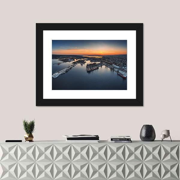 Industrial Harbor In Varna Canvas Wall Art-1 Piece-Framed Print-20" x 16"-Tiaracle