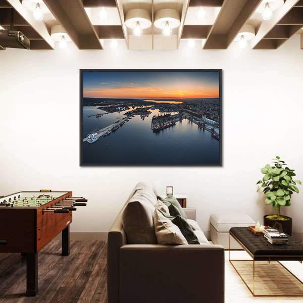 Industrial Harbor In Varna Canvas Wall Art-5 Horizontal-Gallery Wrap-22" x 12"-Tiaracle