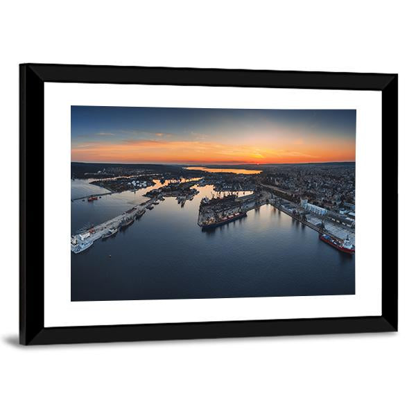 Industrial Harbor In Varna Canvas Wall Art-5 Horizontal-Gallery Wrap-22" x 12"-Tiaracle