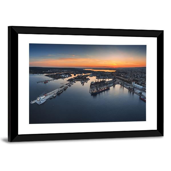 Industrial Harbor In Varna Canvas Wall Art-3 Horizontal-Gallery Wrap-25" x 16"-Tiaracle
