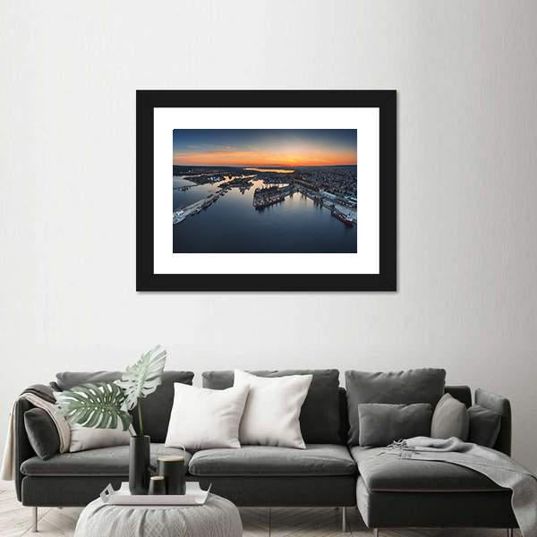 Industrial Harbor In Varna Canvas Wall Art-5 Horizontal-Gallery Wrap-22" x 12"-Tiaracle