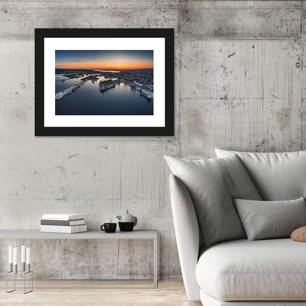 Industrial Harbor In Varna Canvas Wall Art-5 Horizontal-Gallery Wrap-22" x 12"-Tiaracle