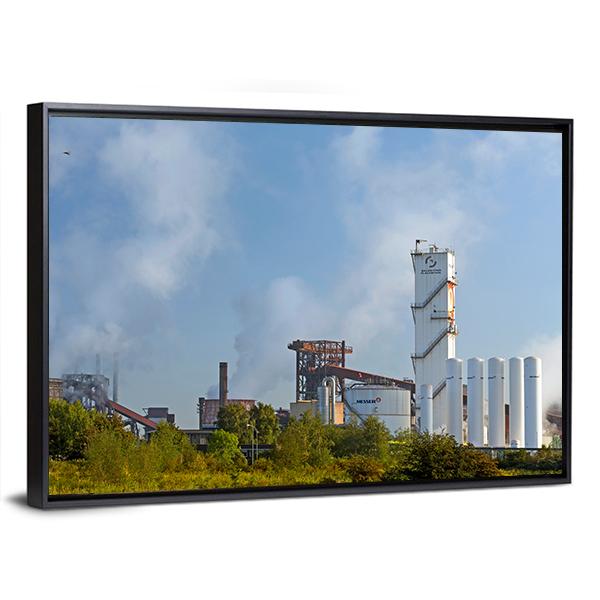 Industrial Plant Of German Steel Canvas Wall Art-3 Horizontal-Gallery Wrap-25" x 16"-Tiaracle