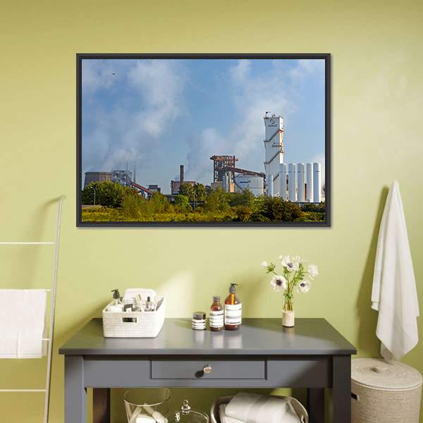 Industrial Plant Of German Steel Canvas Wall Art-1 Piece-Floating Frame-24" x 16"-Tiaracle