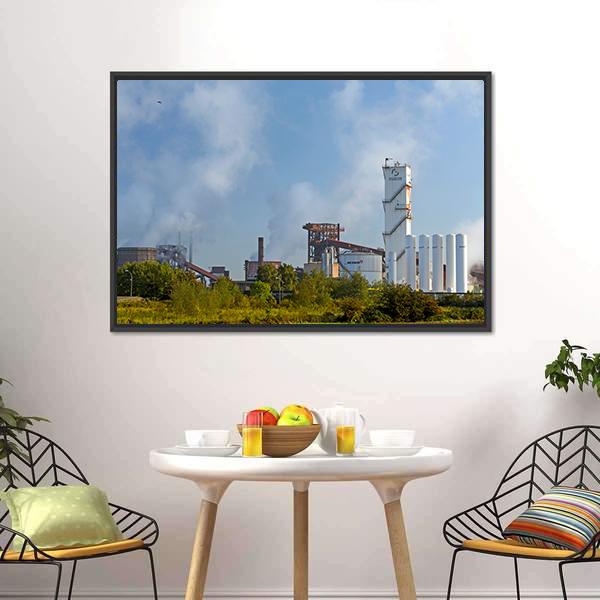 Industrial Plant Of German Steel Canvas Wall Art-3 Horizontal-Gallery Wrap-25" x 16"-Tiaracle