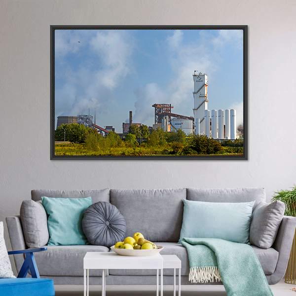 Industrial Plant Of German Steel Canvas Wall Art-3 Horizontal-Gallery Wrap-25" x 16"-Tiaracle