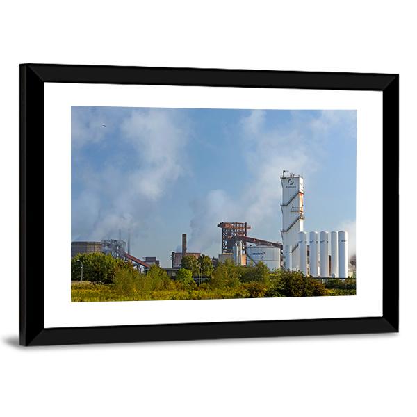 Industrial Plant Of German Steel Canvas Wall Art-3 Horizontal-Gallery Wrap-25" x 16"-Tiaracle