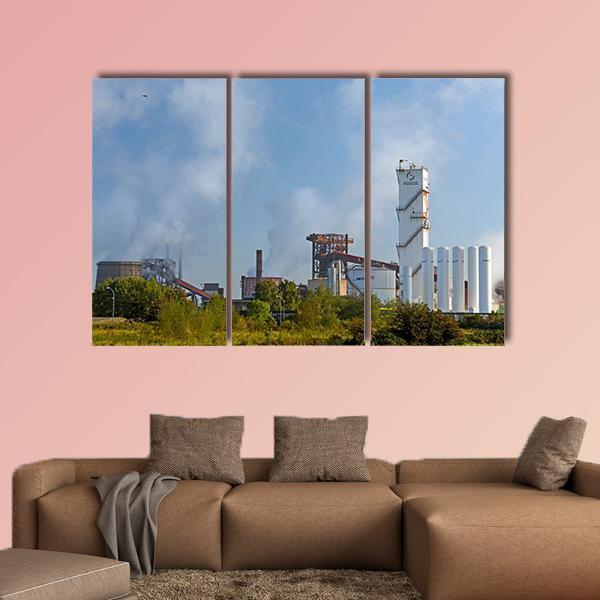 Industrial Plant Of German Steel Canvas Wall Art-3 Horizontal-Gallery Wrap-25" x 16"-Tiaracle