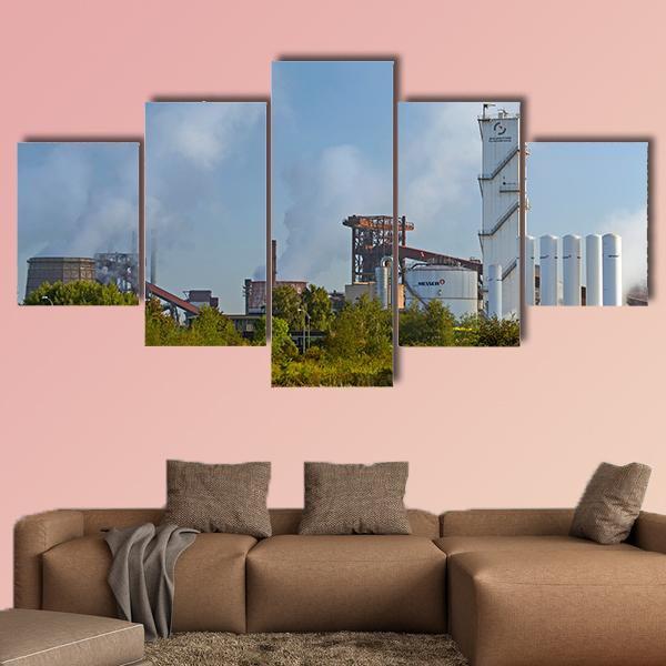 Industrial Plant Of German Steel Canvas Wall Art-5 Star-Gallery Wrap-62" x 32"-Tiaracle