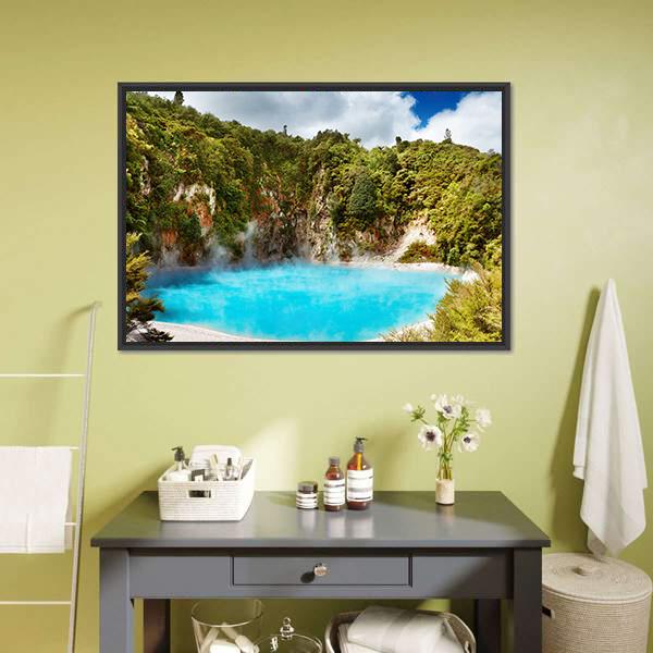 Inferno Crater Lake Canvas Wall Art-1 Piece-Floating Frame-24" x 16"-Tiaracle