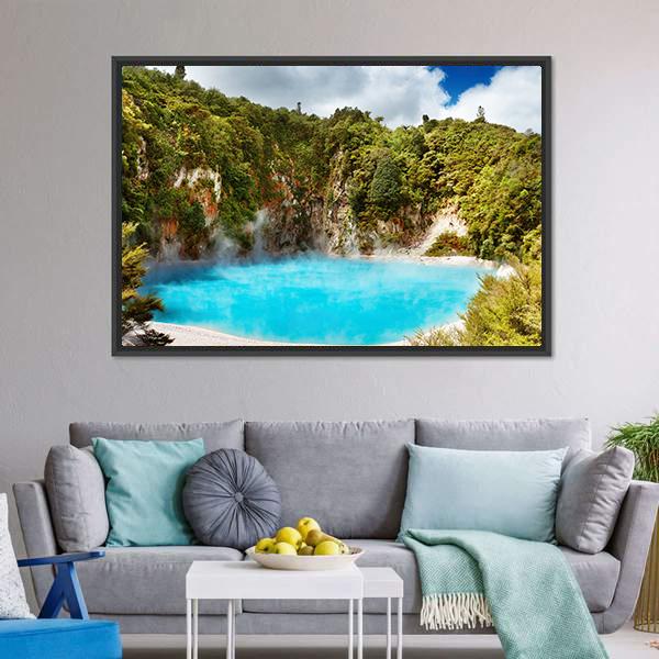 Inferno Crater Lake Canvas Wall Art-3 Horizontal-Gallery Wrap-25" x 16"-Tiaracle