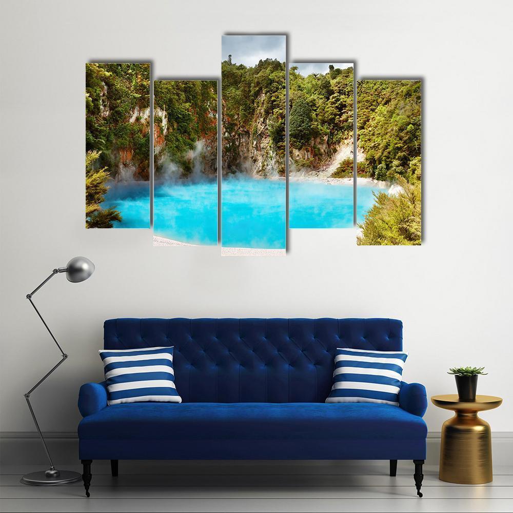 Inferno Crater Lake Canvas Wall Art-5 Pop-Gallery Wrap-47" x 32"-Tiaracle