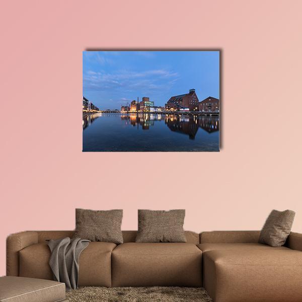 Duisburg Inner Harbor Canvas Wall Art-1 Piece-Gallery Wrap-48" x 32"-Tiaracle