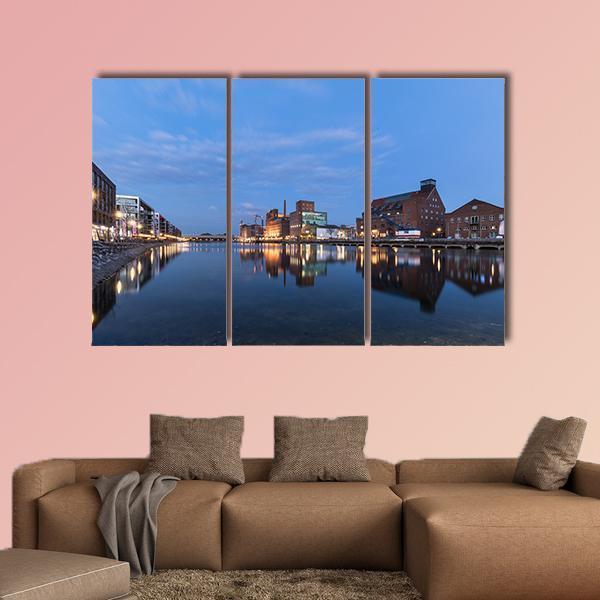 Duisburg Inner Harbor Canvas Wall Art-5 Pop-Gallery Wrap-47" x 32"-Tiaracle