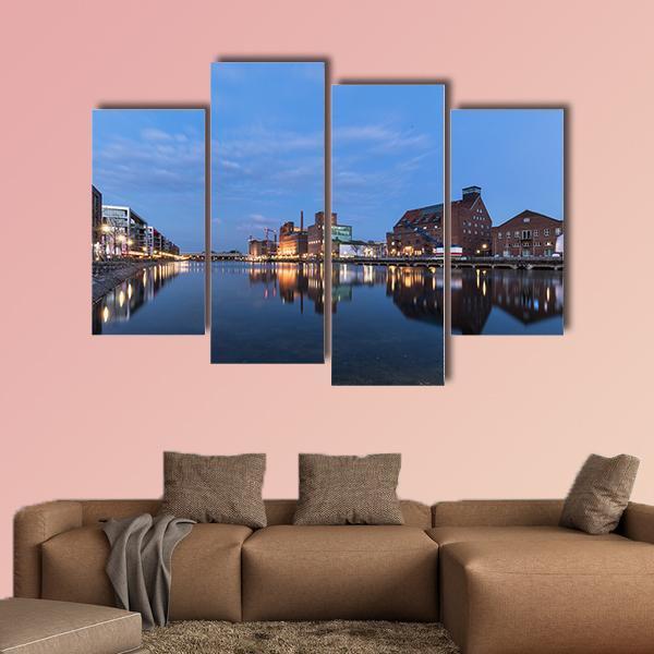 Duisburg Inner Harbor Canvas Wall Art-4 Pop-Gallery Wrap-50" x 32"-Tiaracle