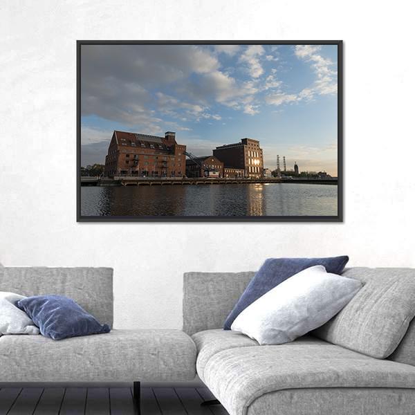 Inner Harbor Duisburg Canvas Wall Art-3 Horizontal-Gallery Wrap-25" x 16"-Tiaracle