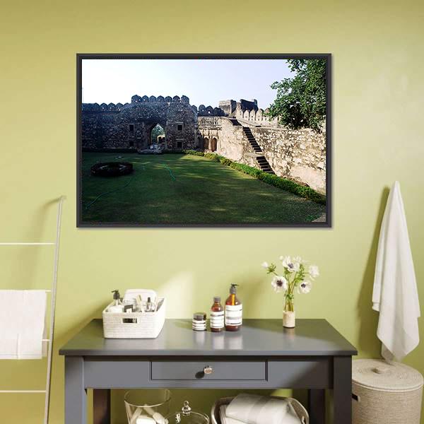 Inside Of Jhansi Fort Canvas Wall Art-1 Piece-Floating Frame-24" x 16"-Tiaracle