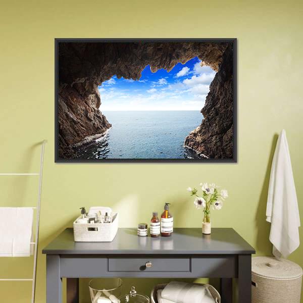 Inside View Of Grotto Canvas Wall Art-1 Piece-Floating Frame-24" x 16"-Tiaracle