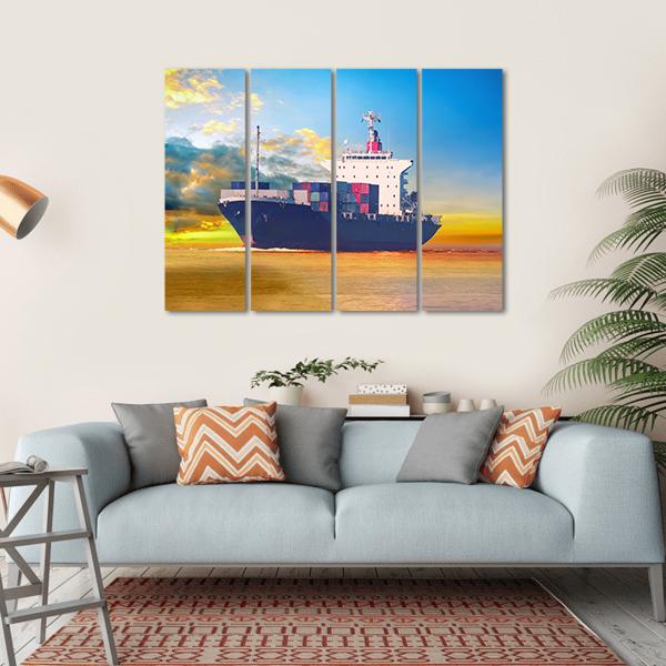 International Cargo Ship Canvas Wall Art-4 Horizontal-Gallery Wrap-34" x 24"-Tiaracle
