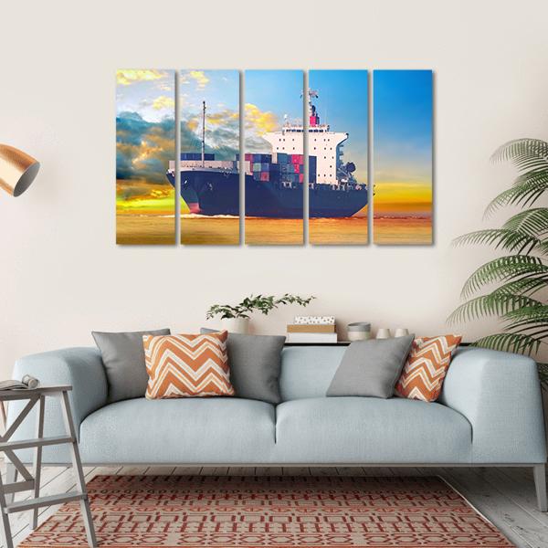 International Cargo Ship Canvas Wall Art-5 Horizontal-Gallery Wrap-22" x 12"-Tiaracle